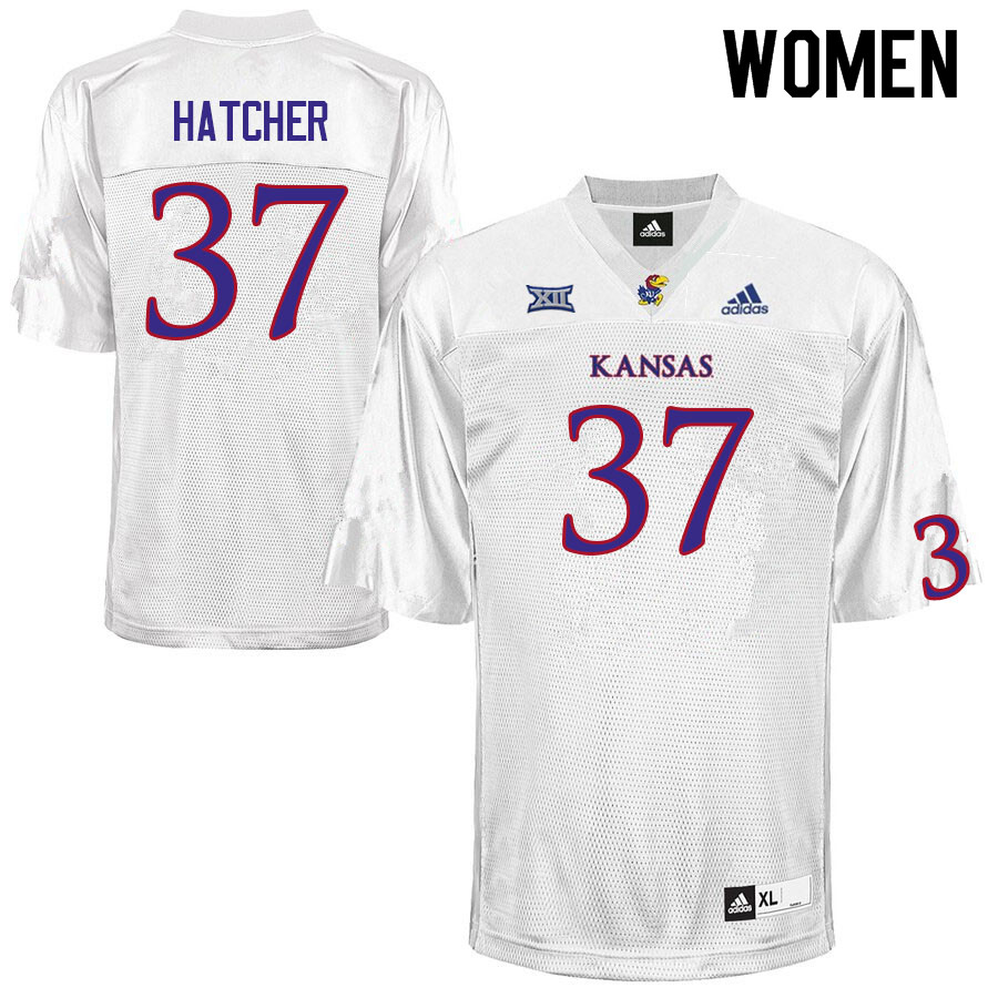 Women #37 Hayden Hatcher Kansas Jayhawks College Football Jerseys Sale-White - Click Image to Close